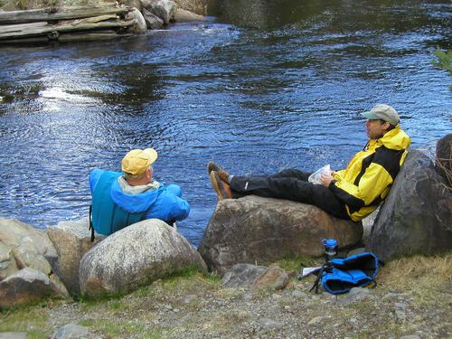 Don and Dave relax at a lunch stop on the Allagash Wilderness Waterway in northern Maine
