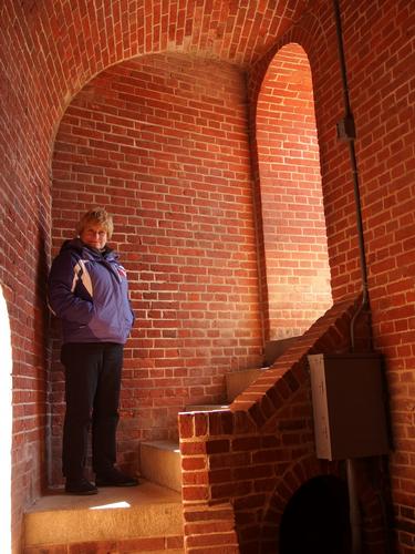 Andee in an underground armory at Fort McHenry in Baltimore, Maryland