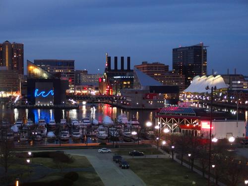 Inner Harbor as seen from Federal Hill at Baltimore, Maryland
