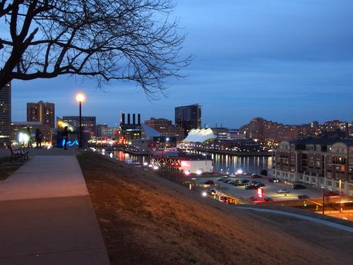 view of Federal Hill and the Inner Harbor at Baltimore, Maryland