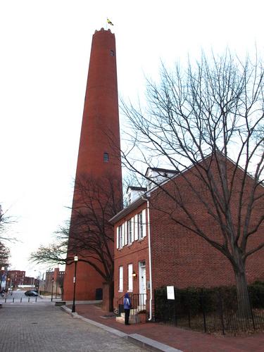 Shot Tower near the Inner Harbor at Baltimore, Maryland