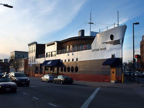 the Captain James looks-like-a-ship restaurant near the Inner Harbor in Baltimore, Maryland