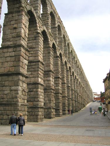 ancient Roman aqueduct in Segovia, Spain