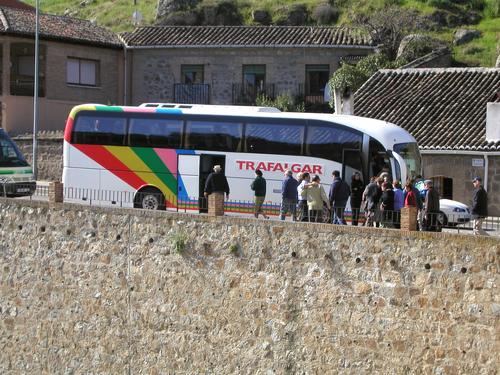 Trafalgar bus taking tourist on a trip to Spain