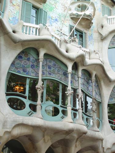a partial view of the facade of Casa Batillo at Barcelona in Spain