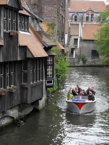 canal tour boat at Bruges in Belgium