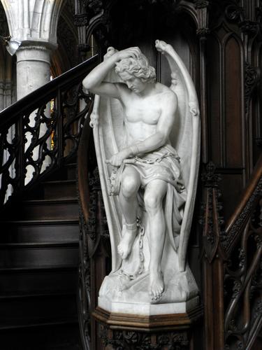 Lucifer statue at Liege Cathedral in Belgium