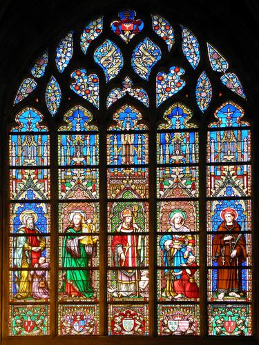 stained-glass window at Brussels Cathedral in Belgium