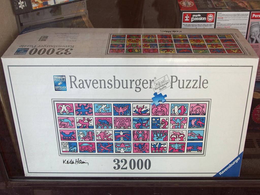 a completely-ridiculously-sized 32,000-piece jigsaw puzzle for sale at Harvard Square in Massachusetts