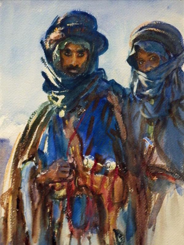 the Bedouins painting on display at the John Singer Sargent Watercolors exhibit at the Museum of Fine Arts in Boston
