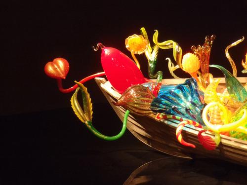 glass-filled boat at the Chihuly special exhibit at the Museum of Fine Arts in Boston