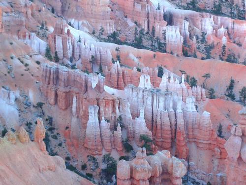 hoodoos that look like sugar-coated cones at Bryce Canyon National Park in Utah
