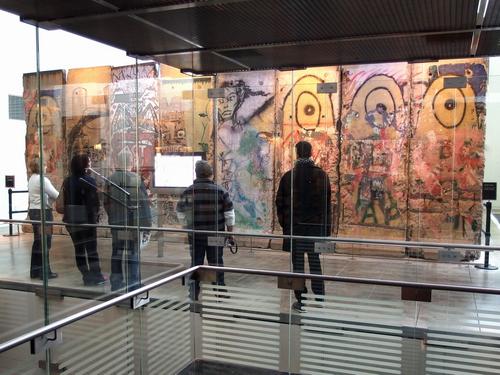 a section of the Berlin Wall on display inside the Newseum in Washington DC