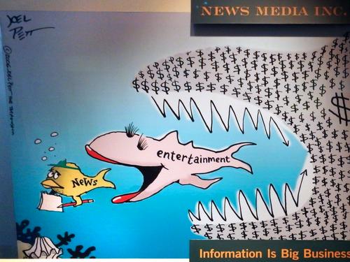 cartoon about control of the news at the Newseum in Washington DC