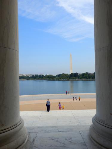 view of Washington Monument from Jefferson Memorial in Washington DC