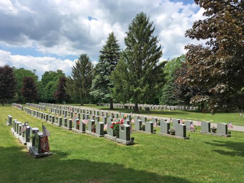 gravesites in May at Mt Albion Cemetery in Albion, New York