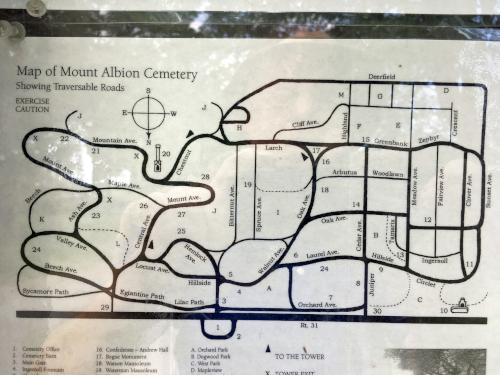 roadmap of the Mt Albion Cemetery in Albion, New York