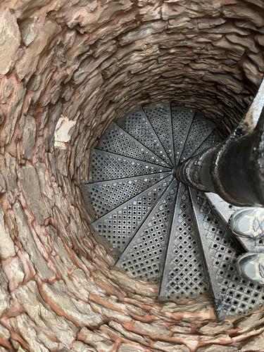 spiral staircase in the tower at Mt Albion Cemetery in Albion, New York