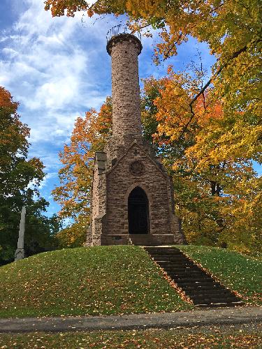 viewing tower in October at Mt Albion Cemetery in Albion, New York