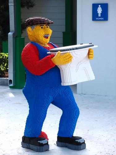 a life-size plumber made out of Lego blocks at Legoland in Florida