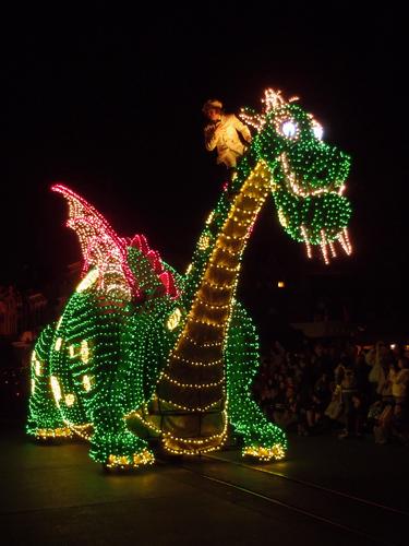 Puff the Magic Dragon in Disney's Electrical Parade at the Magic Kingdom in Florida