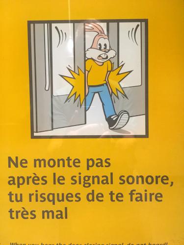 subway warning sign at Paris, France