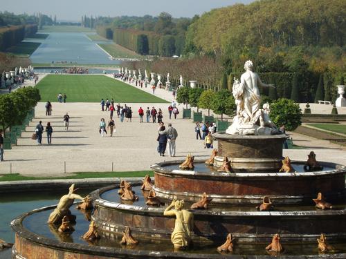 view of the gardens at Versailles near Paris, France