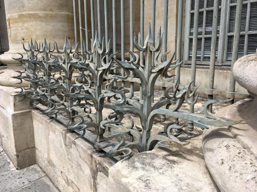 keep-off ironwork on a building near the Pantheon in Paris, France