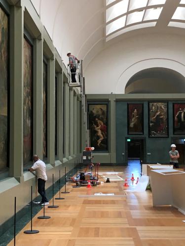 maintenance of an exhibit room at the Louvre in Paris, France
