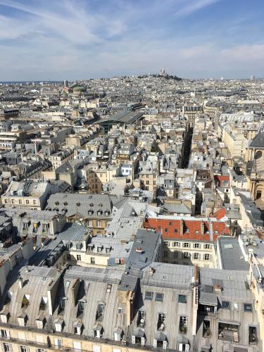 view toward Montmartre from the Giant Ferris Wheel in Paris, France