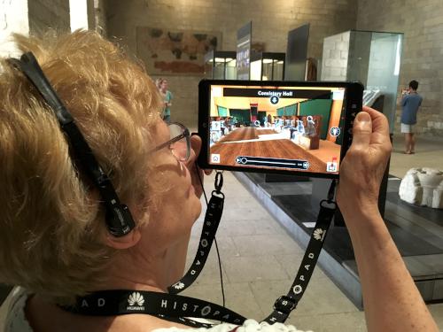 Andee operates the augmented-reality tour inside the Pope's Palace at Avignon in France