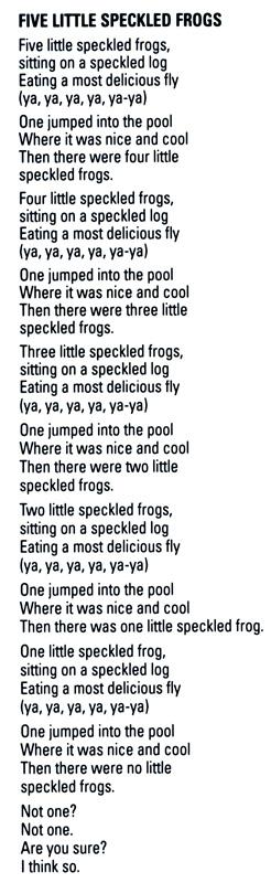Five Little Speckled Frogs song lyrics