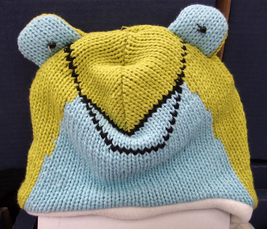 knitted frog hat