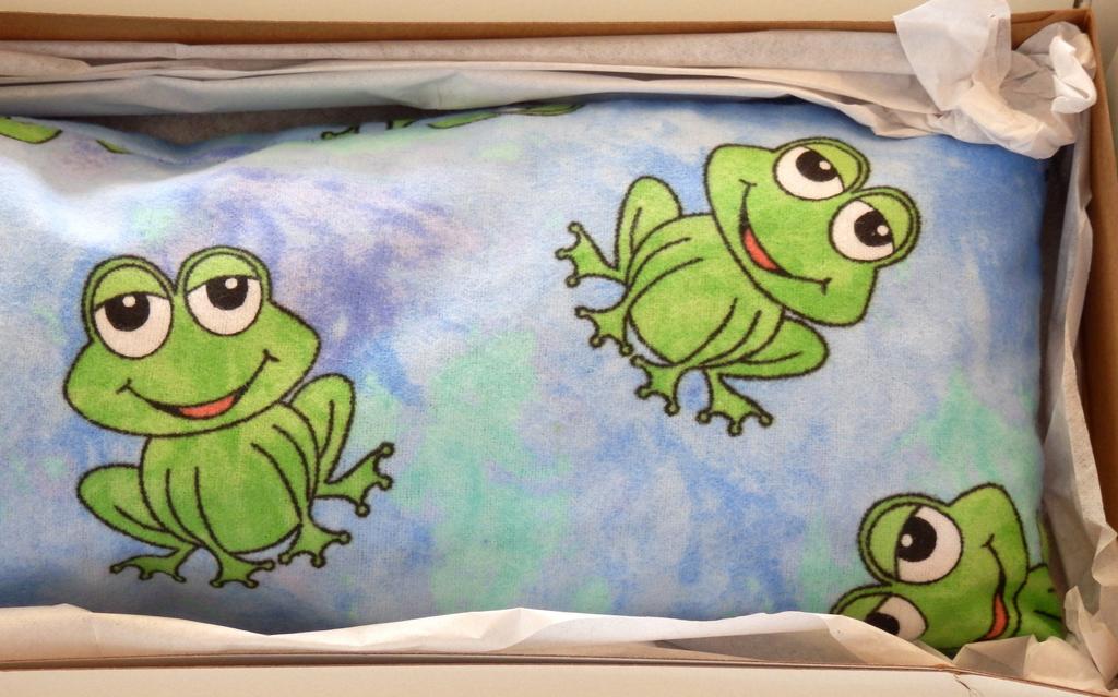 scented pillow with frog motif