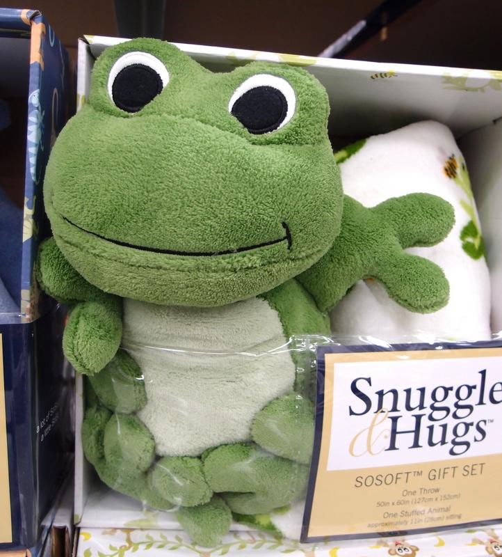 stuffed toy and throw frog set