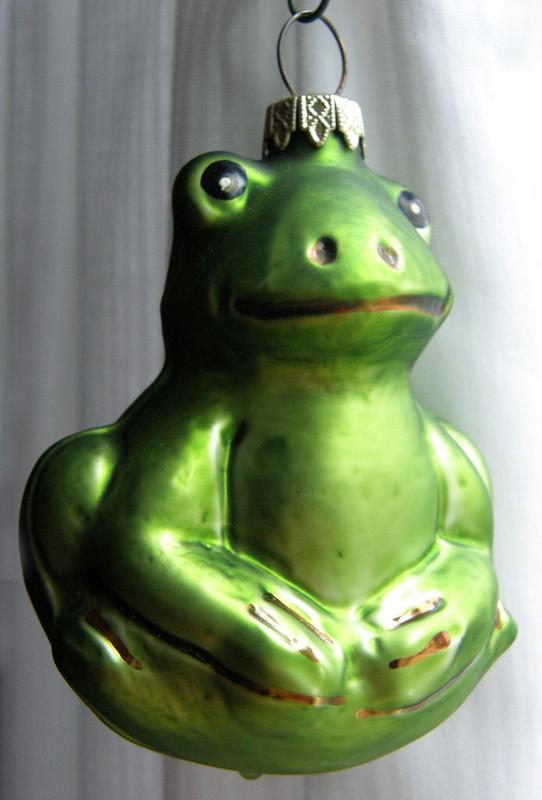 frog painted-glass Christmas-tree ornament