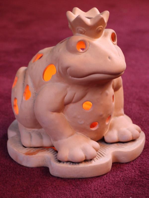 pottery candle-lit frog