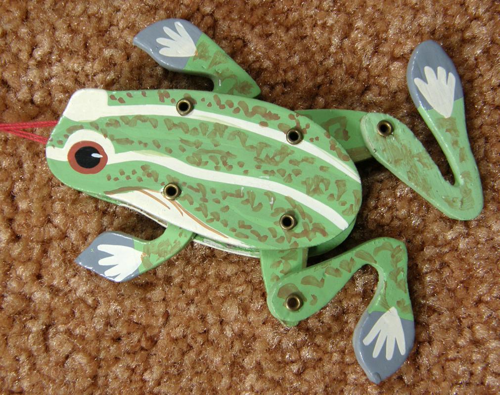 wooden frog puppet