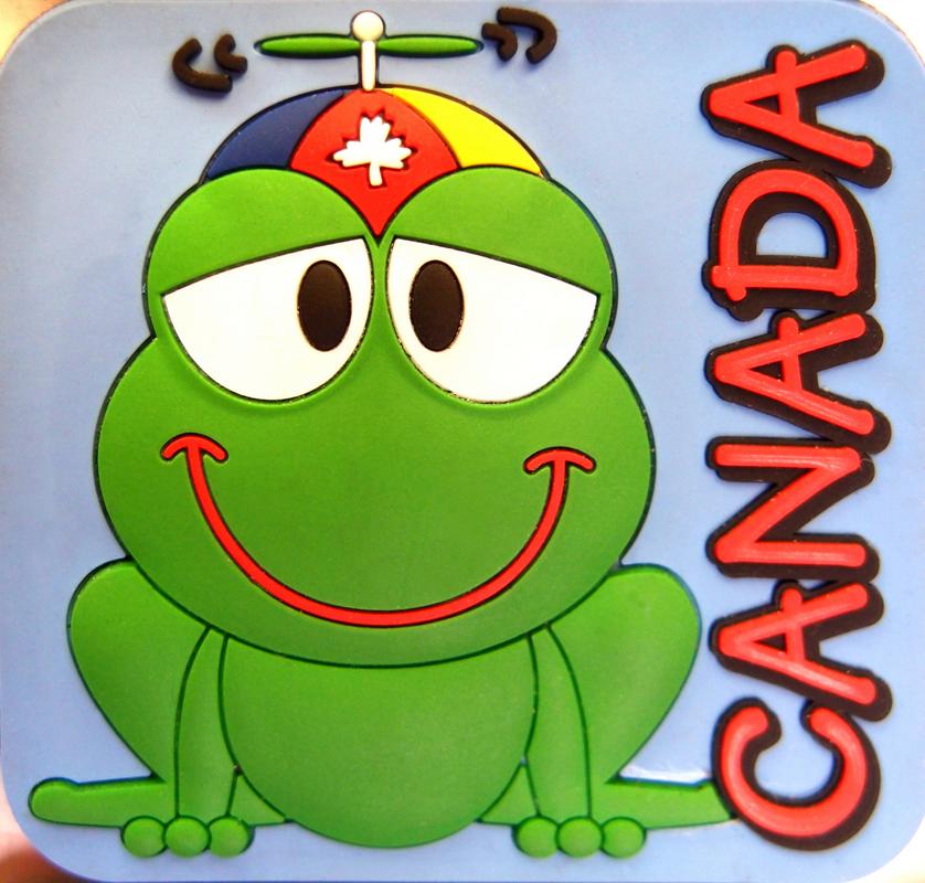 frog refrigerator magnet with a propeller beany
