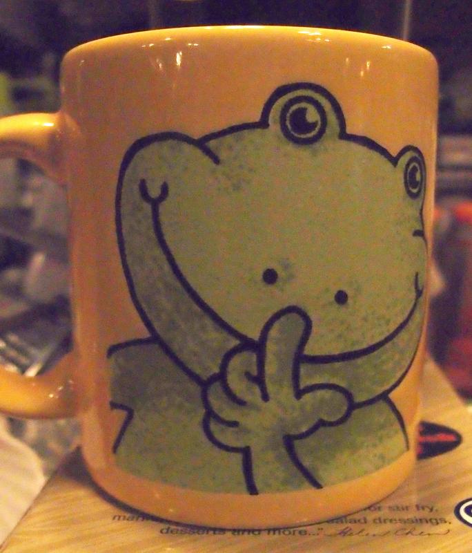 thoughtful frog coffee mug