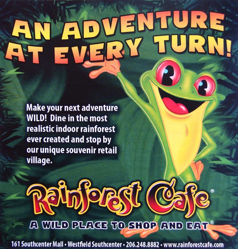 Rainforest Cafe froggy advertisement