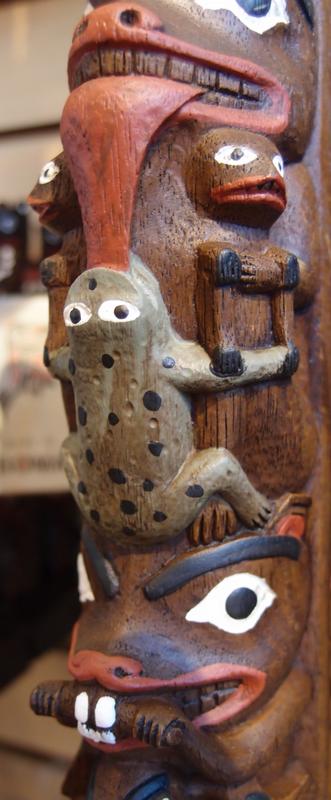 totem pole with a frog in Vancouver