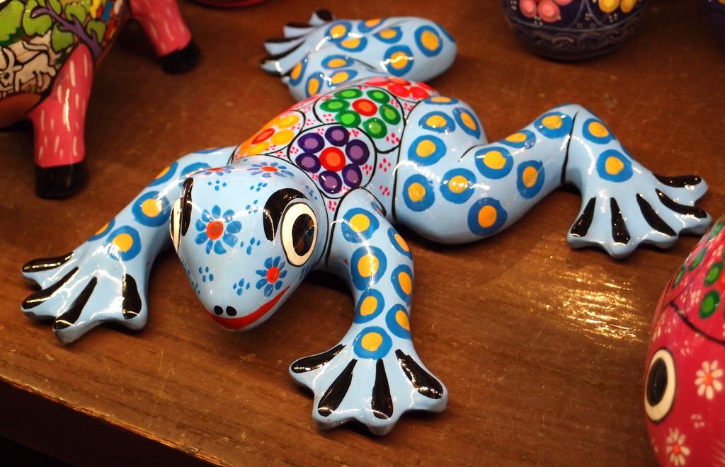 colorful ceramic frog