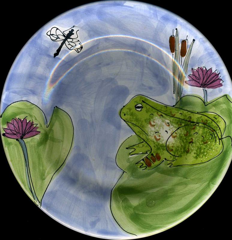 ceramic plate with frog design