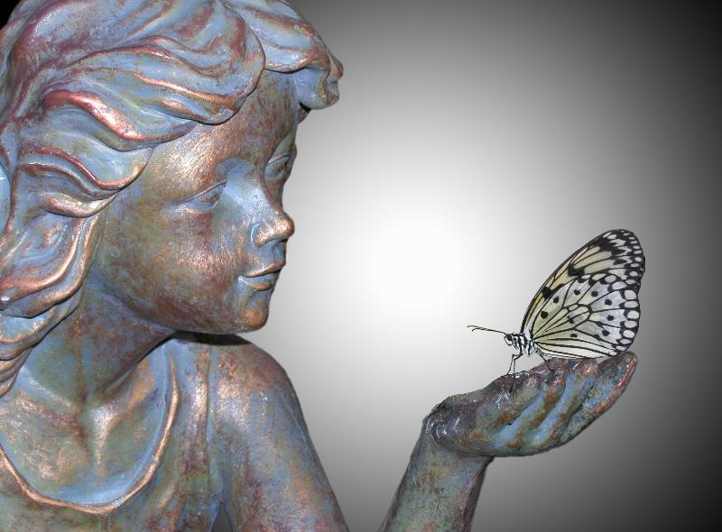 butterfly and statue