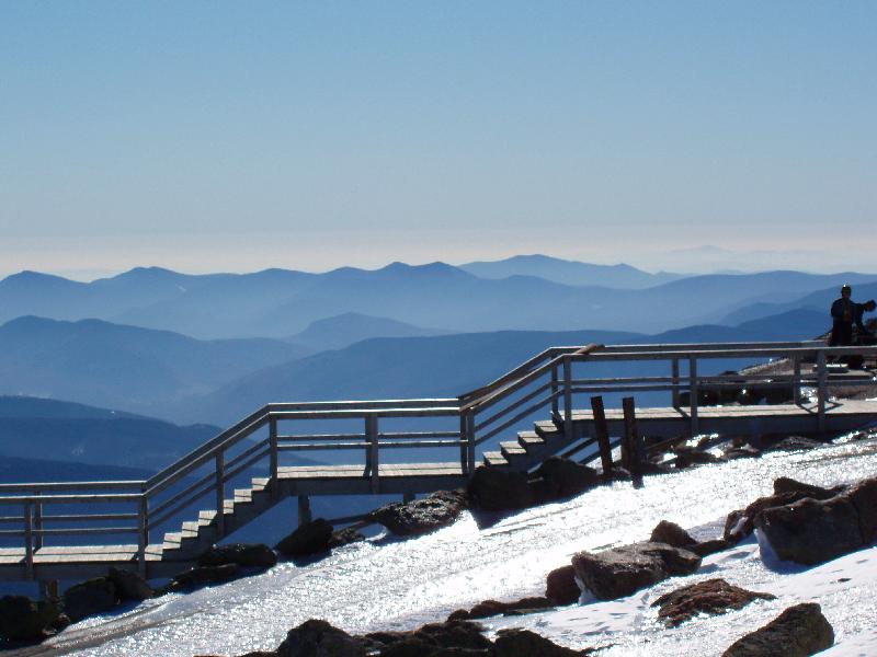 mountain vista and stairway on top of Mount Washington