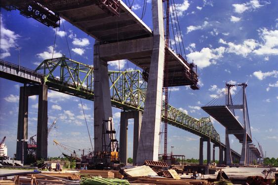bridge to nowhere (for now) on the Georgia Coast in April 1990