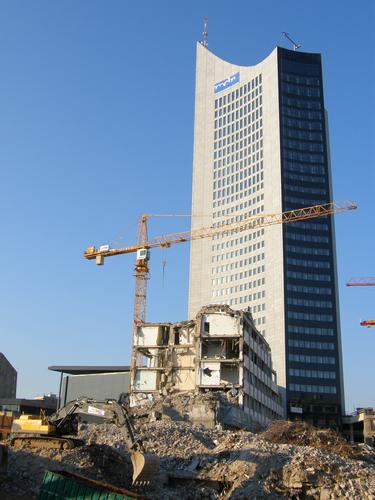 new library building and foreground additional construction at Leipzig in Germany