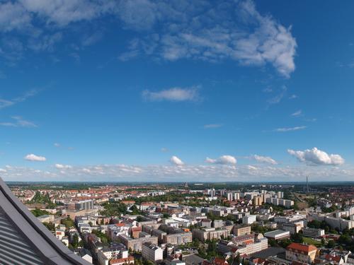 view from the observation platform on top of the Panorama Tower at Leipzig in Germany