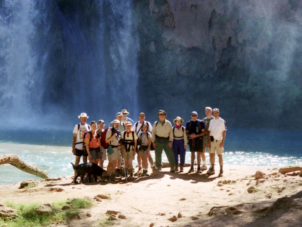 hiking group at Havasu Falls in the Grand Canyon, Arizona